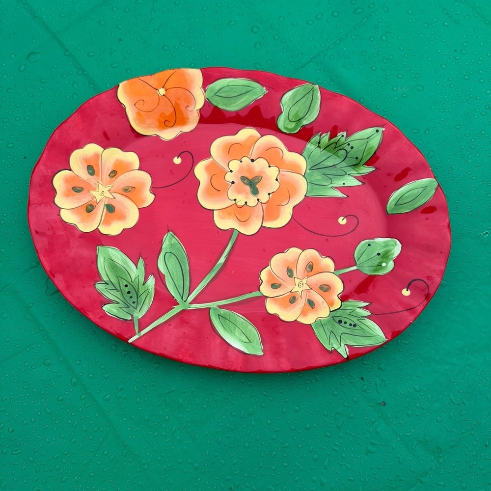 Temp-tations by Tara Oval Platter Poppy Red 10"